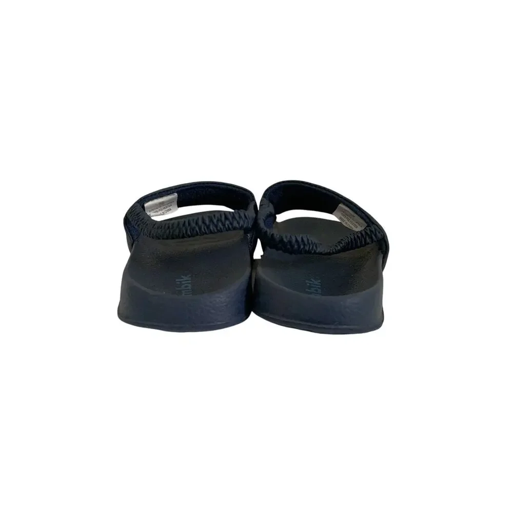Kidpik‎ Boys Navy Blue Dinosaur Graphic Slide Sandals Elastic Back Strap 9/10